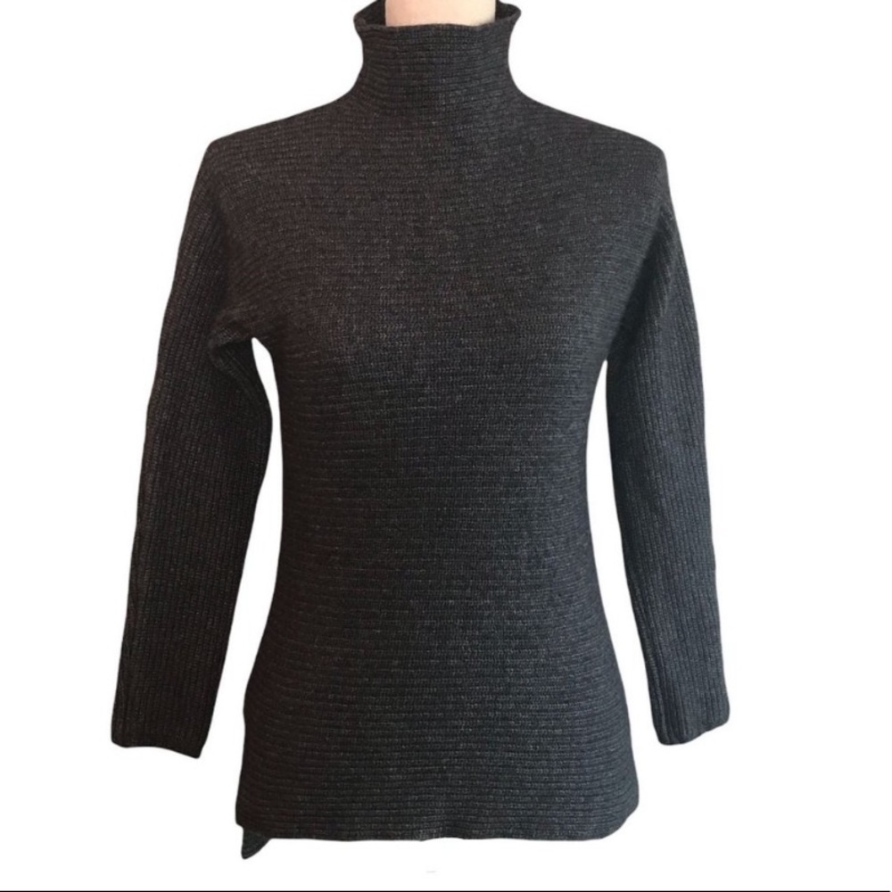 Bartolini Gray Wool and Cashmere Blend Mock Turtle Neck Sweater Medium